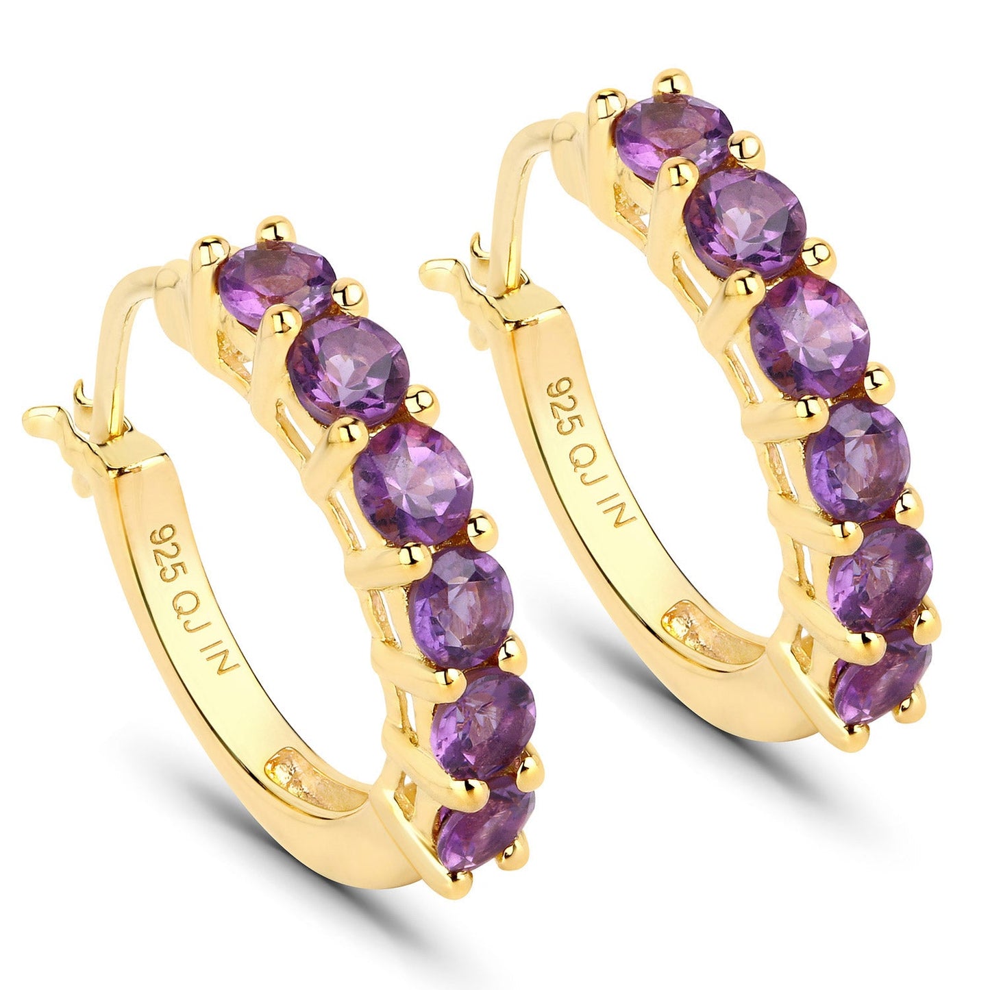 Boucles d'oreilles en argent sterling avec améthyste véritable de 1,20 carat
