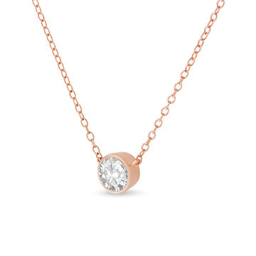 Collier Pendentif en Argent Sterling 0,5 Cttw avec Diamant en Monture Bezel