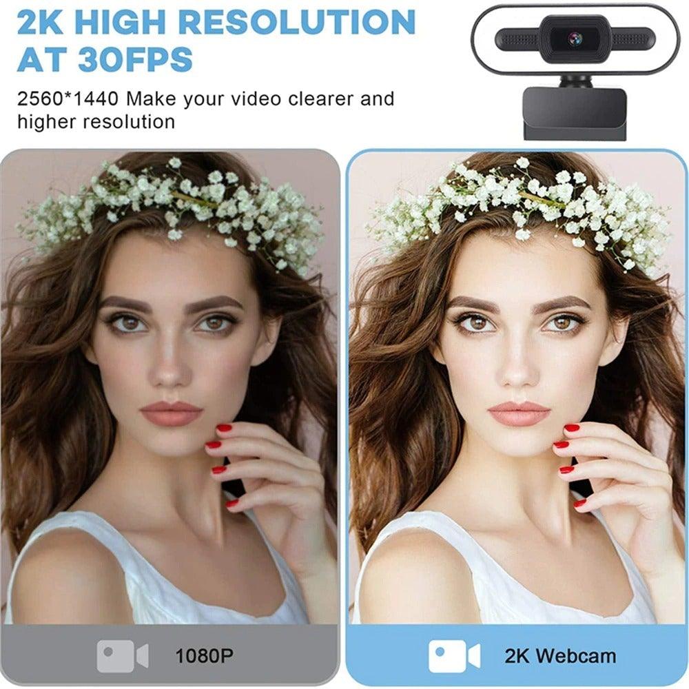 Webcam 2K Premium avec Microphone pour Streaming et Travail