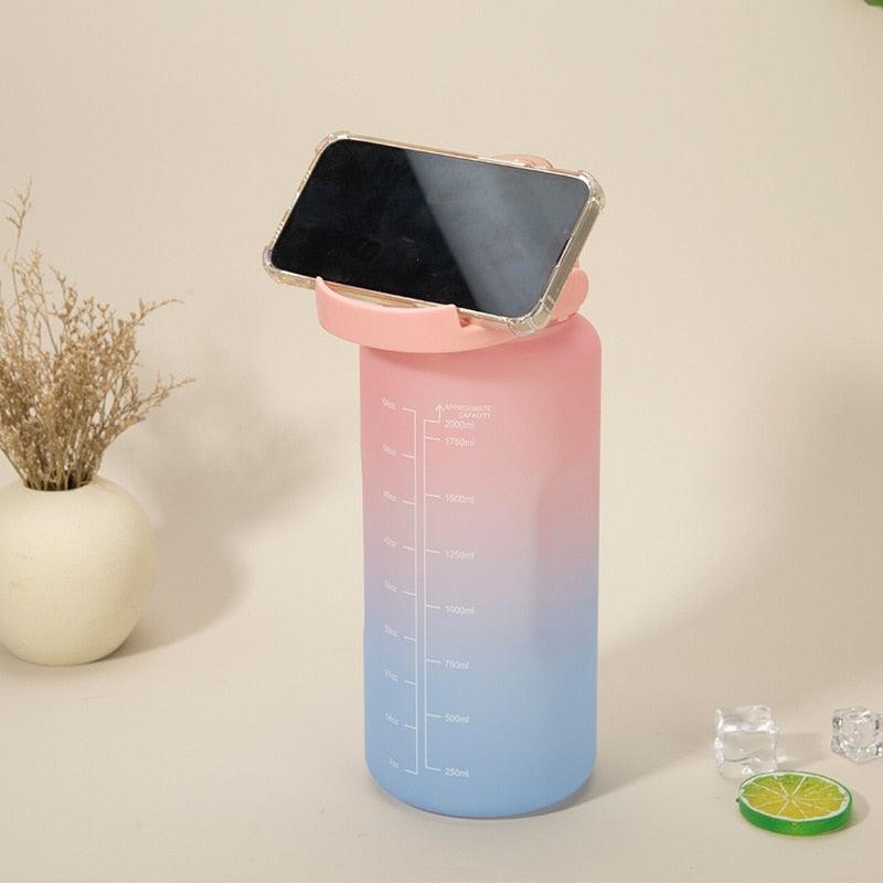 2L Eco-Friendly Water Bottle with Straw and Time Marker - Perfect for Fitness and Travel - Korvel