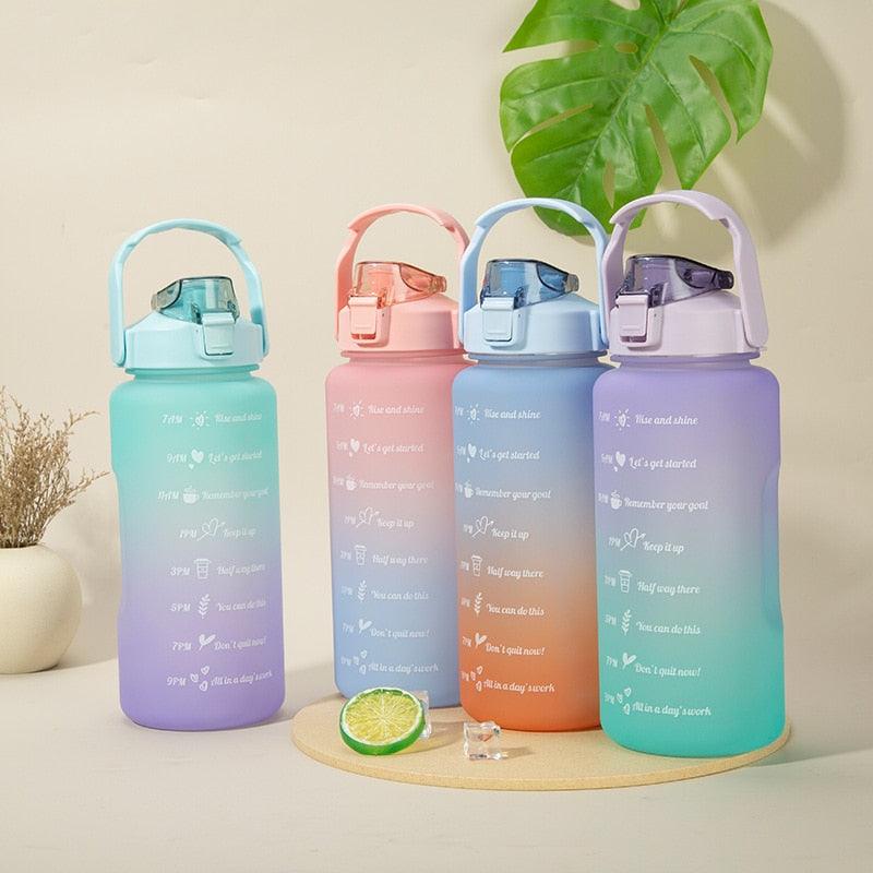 2L Eco-Friendly Water Bottle with Straw and Time Marker - Perfect for Fitness and Travel - Korvel