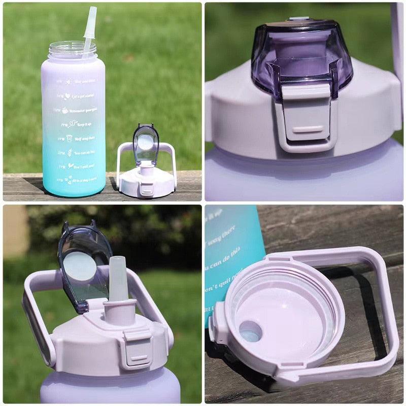 2L Eco-Friendly Water Bottle with Straw and Time Marker - Perfect for Fitness and Travel - Korvel