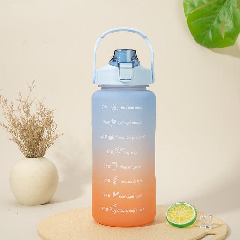 2L Eco-Friendly Water Bottle with Straw and Time Marker - Perfect for Fitness and Travel - Korvel