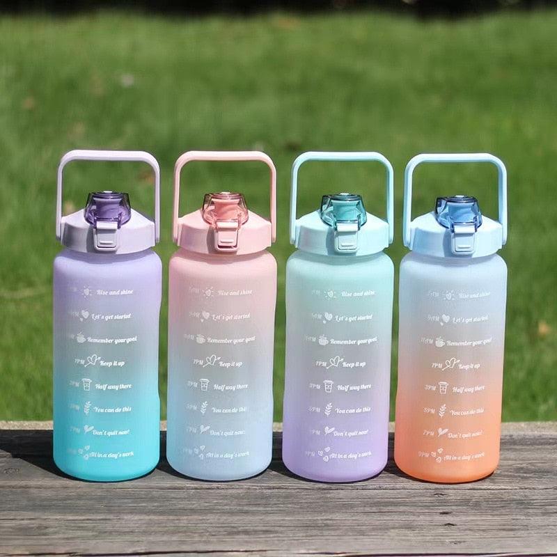 2L Eco-Friendly Water Bottle with Straw and Time Marker - Perfect for Fitness and Travel - Korvel