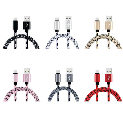 1M Grid Braided Cotton Fast USB Type C USB Data Charger Charging Cable - Korvel