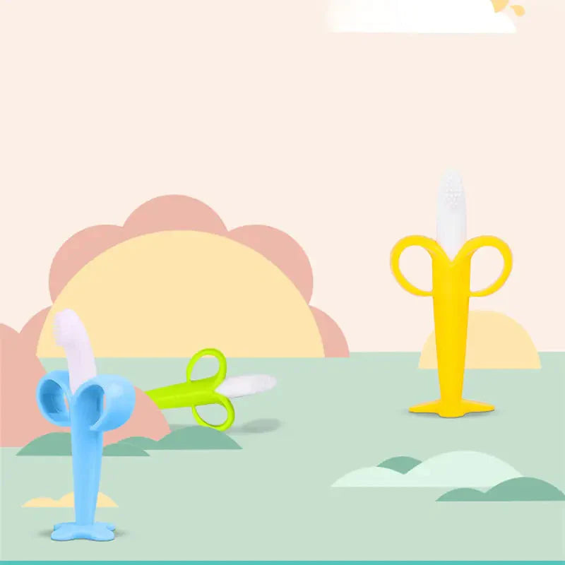 Cepillo de Entrenamiento y Mordedor de Silicona Banana Buds