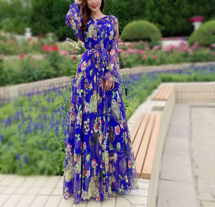 Elegant Floral Printed Maxi Dress