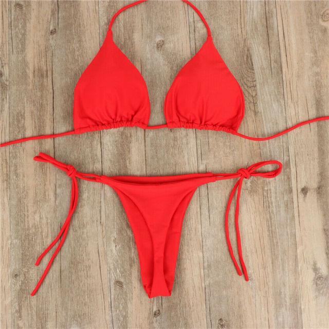 Ensemble de bikini solide élégant en 2 pièces pour femmes