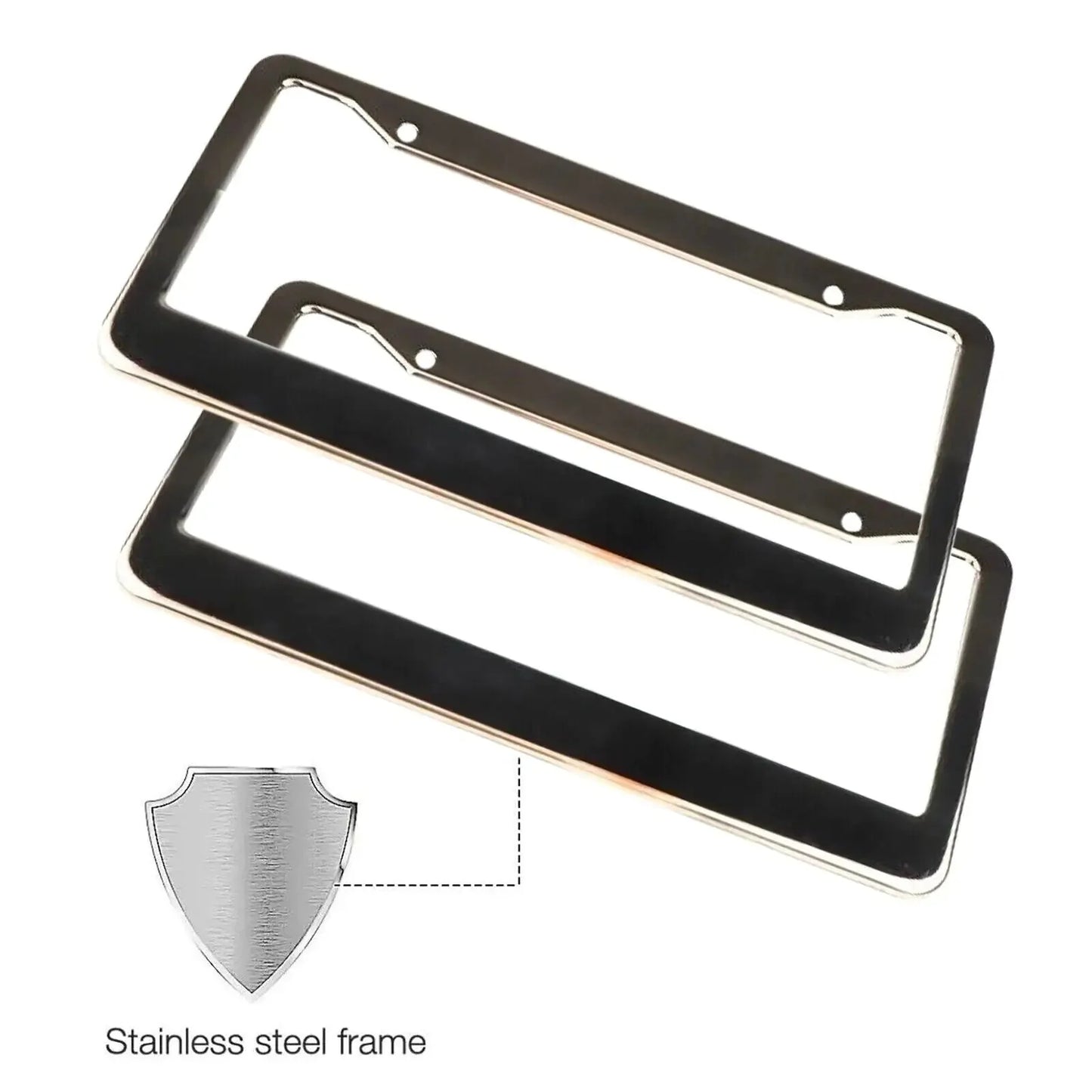 Premium Chrome Stainless Steel License Plate Frame Set