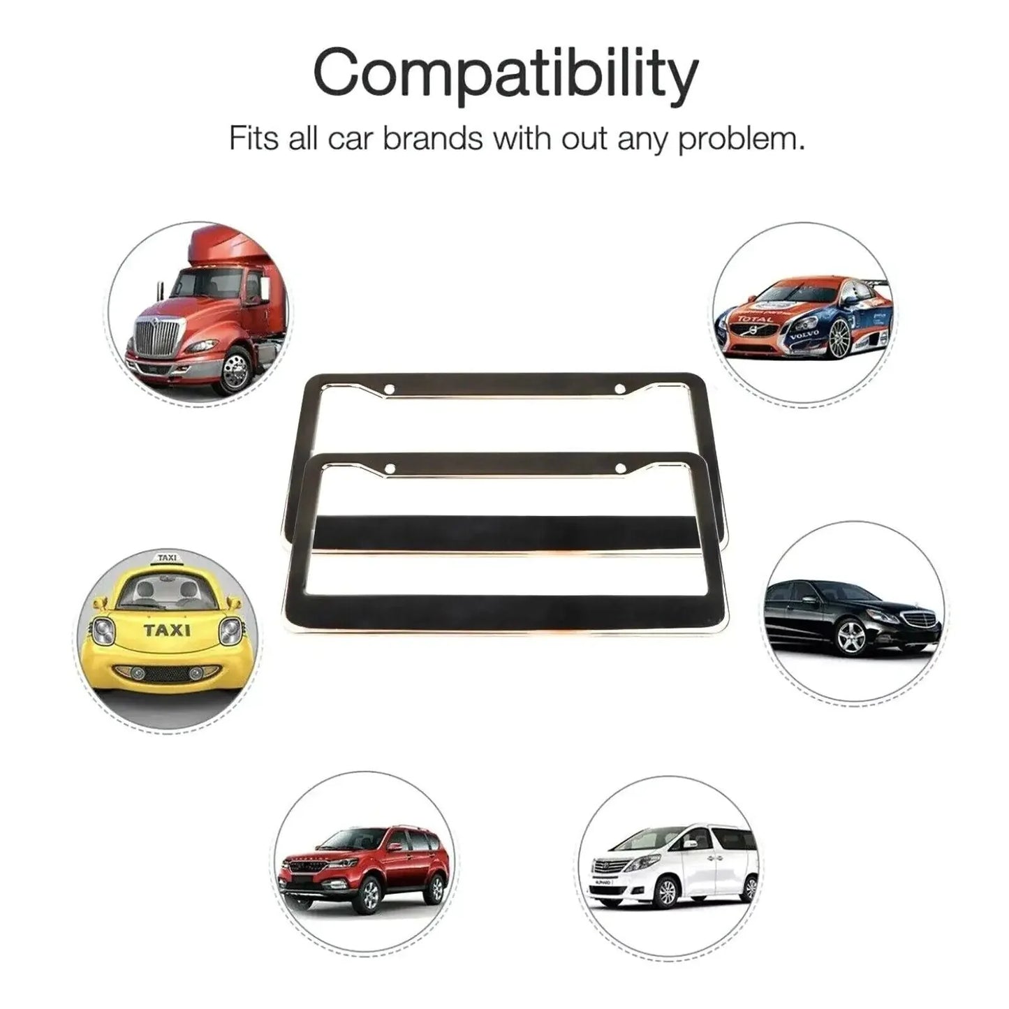 Premium Chrome Stainless Steel License Plate Frame Set
