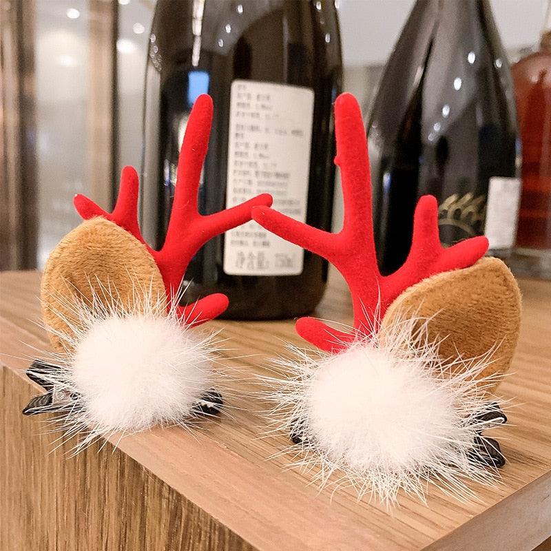 Pinces à cheveux en forme de cerf mignon - 2 pièces Clips de cheveux festifs