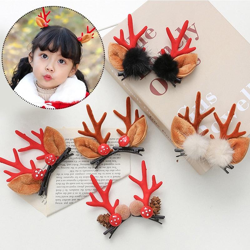 Pinces à cheveux en forme de cerf mignon - 2 pièces Clips de cheveux festifs