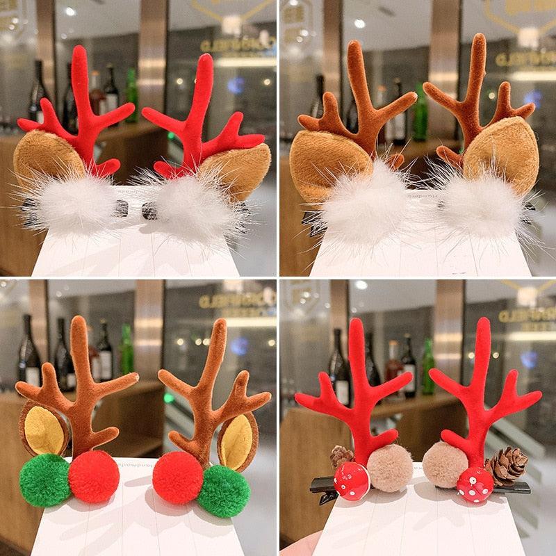 Pinces à cheveux en forme de cerf mignon - 2 pièces Clips de cheveux festifs