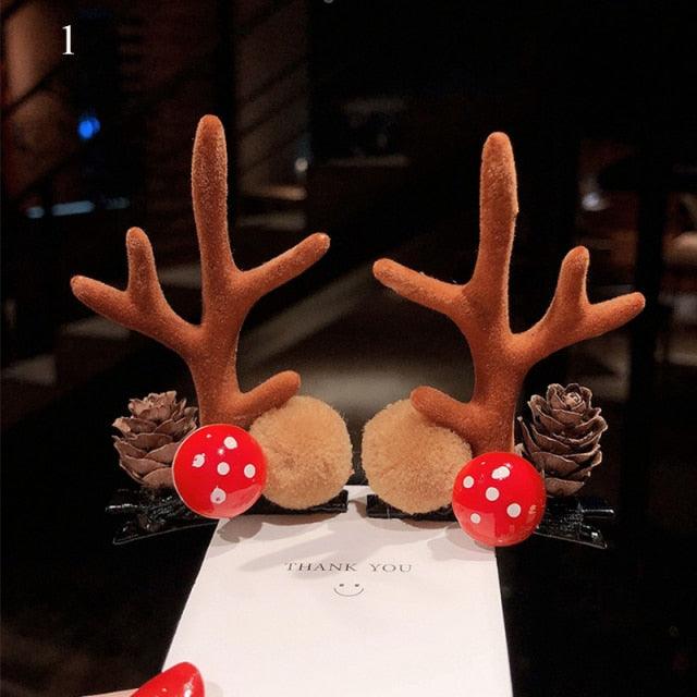 Pinces à cheveux en forme de cerf mignon - 2 pièces Clips de cheveux festifs
