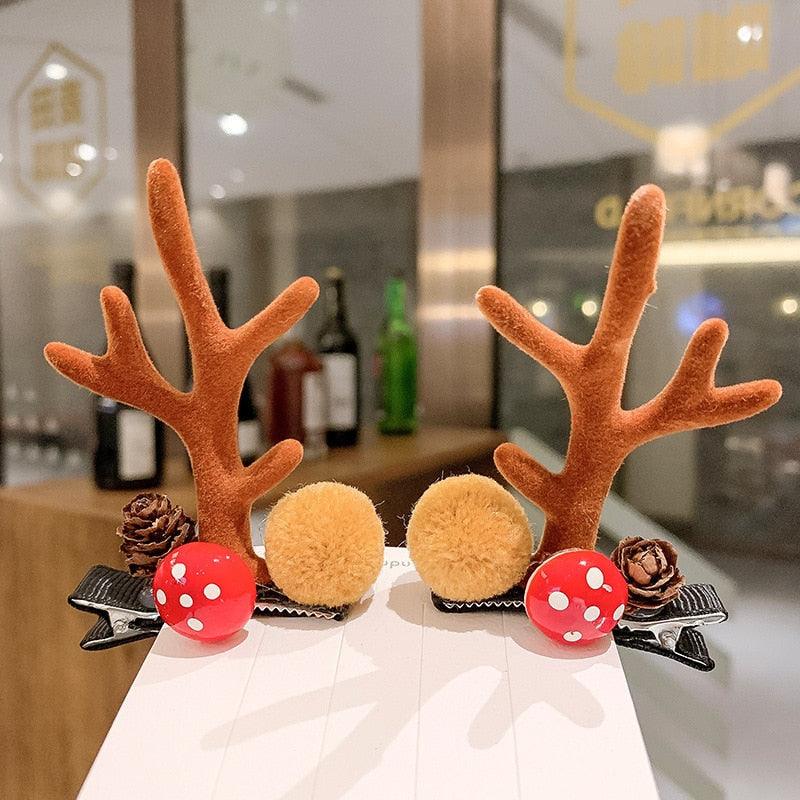 Pinces à cheveux en forme de cerf mignon - 2 pièces Clips de cheveux festifs