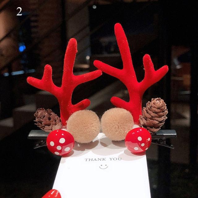 Pinces à cheveux en forme de cerf mignon - 2 pièces Clips de cheveux festifs