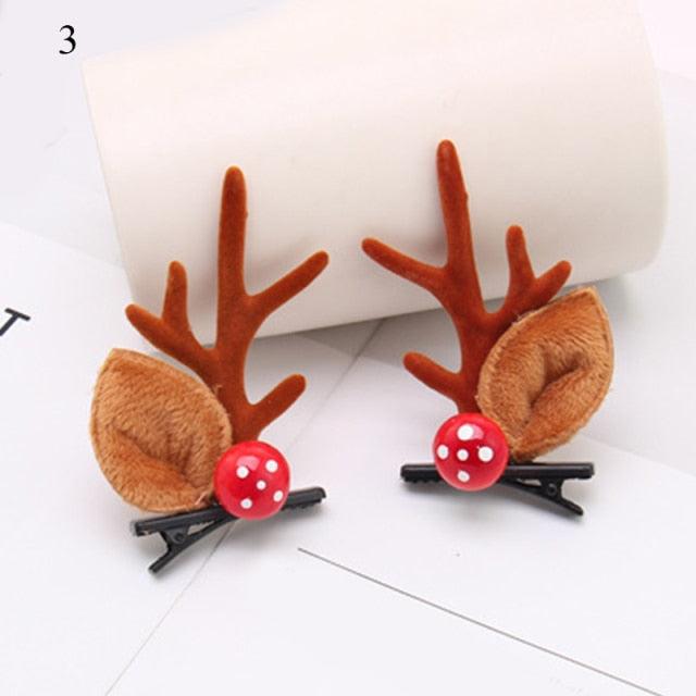 Pinces à cheveux en forme de cerf mignon - 2 pièces Clips de cheveux festifs