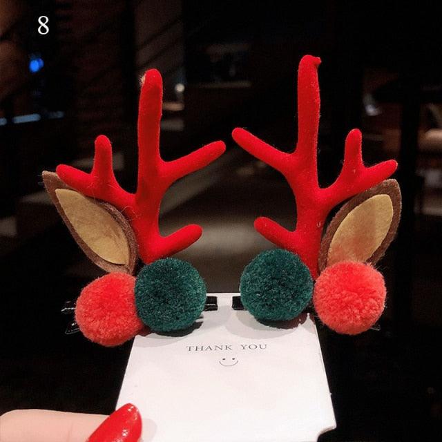 Pinces à cheveux en forme de cerf mignon - 2 pièces Clips de cheveux festifs