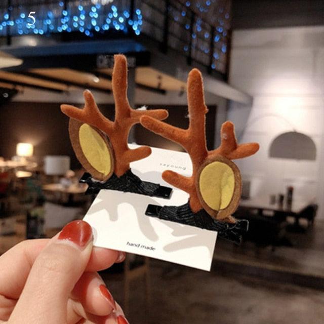 Pinces à cheveux en forme de cerf mignon - 2 pièces Clips de cheveux festifs