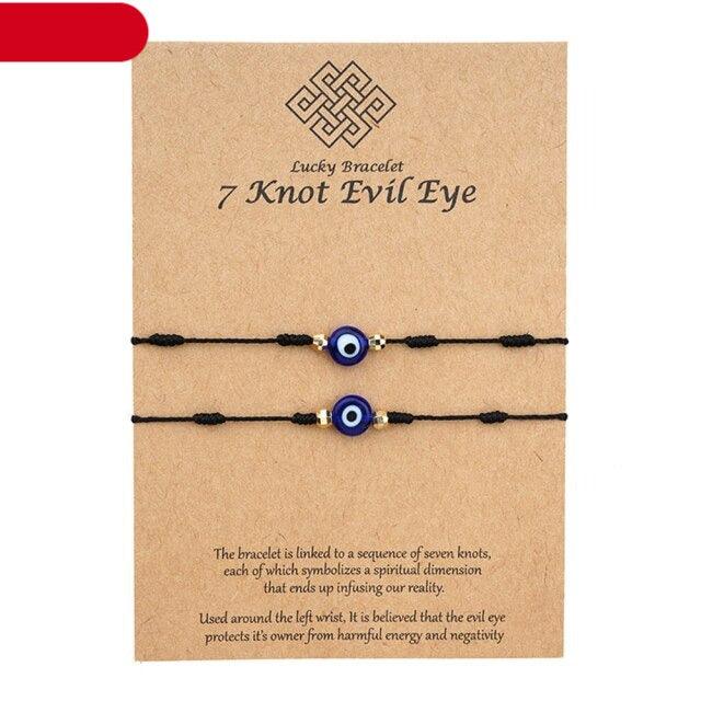 Ensemble de Bracelets en Corde Tressée avec Pendentif Œil pour Couples