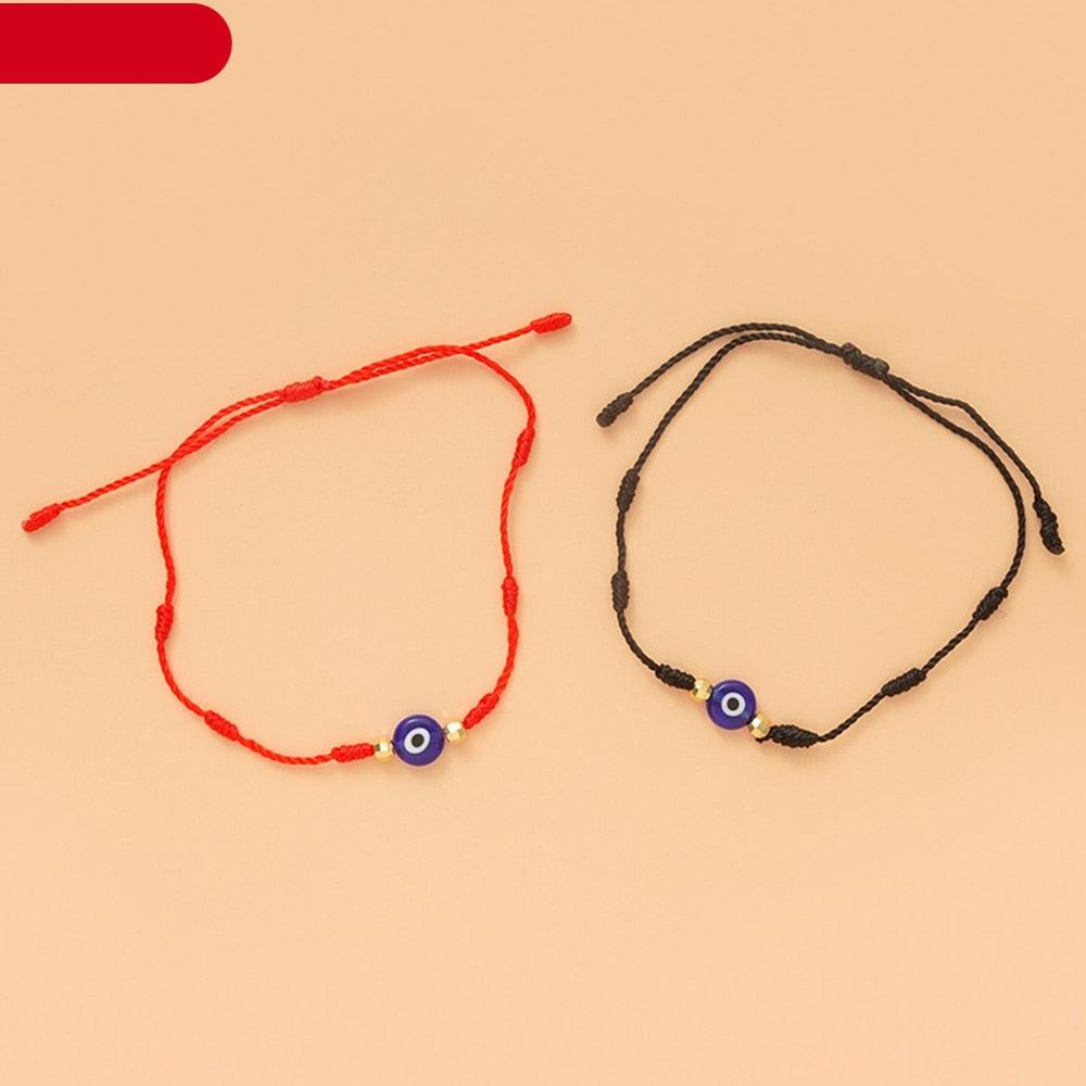 Ensemble de Bracelets en Corde Tressée avec Pendentif Œil pour Couples