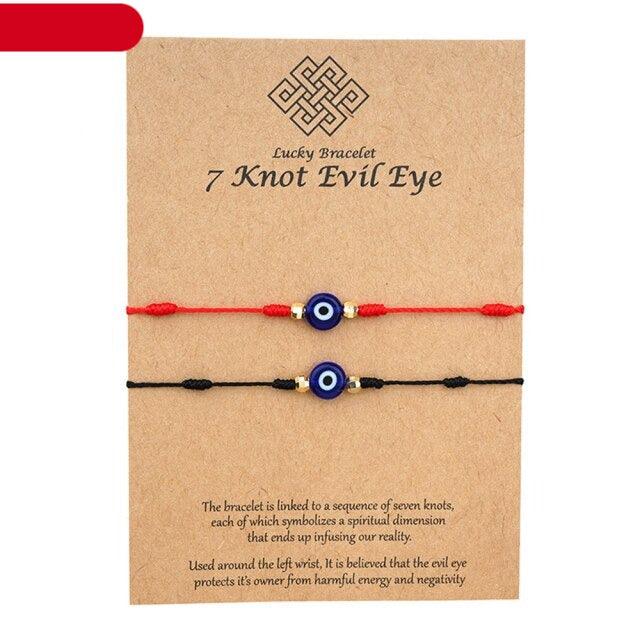 Ensemble de Bracelets en Corde Tressée avec Pendentif Œil pour Couples