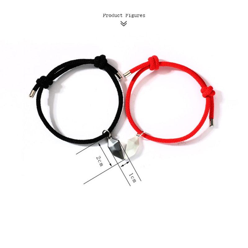 Bracelets de Couple Amis à Coeur Correspondant - Design Magnétique Minimaliste