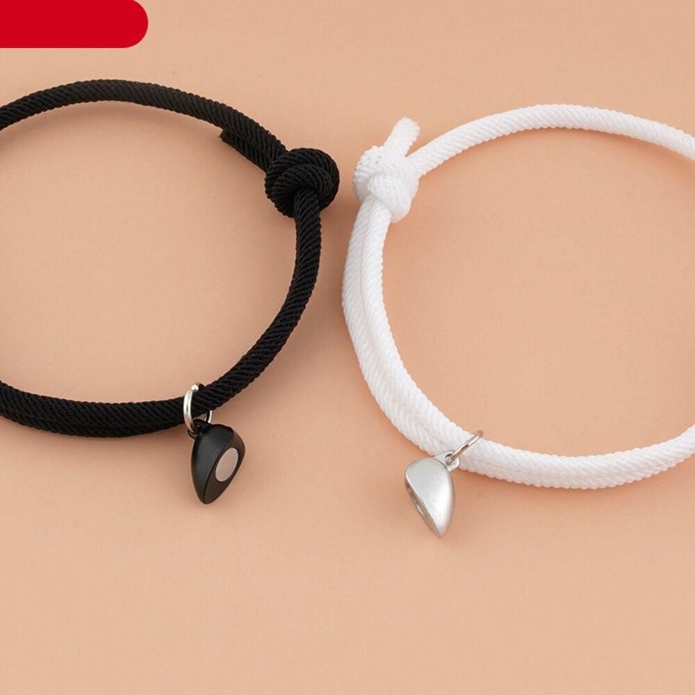 Bracelets de couple magnétiques - Ensemble de bijoux en pendentif cœur