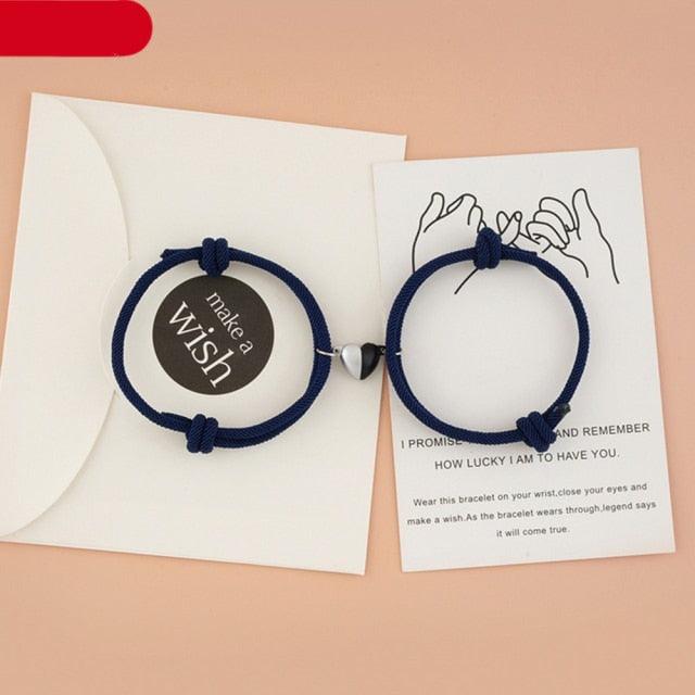 Bracelets de couple magnétiques - Ensemble de bijoux en pendentif cœur