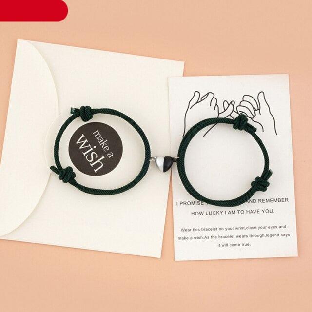 Bracelets de couple magnétiques - Ensemble de bijoux en pendentif cœur