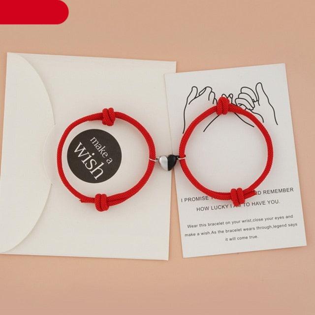 Bracelets de couple magnétiques - Ensemble de bijoux en pendentif cœur
