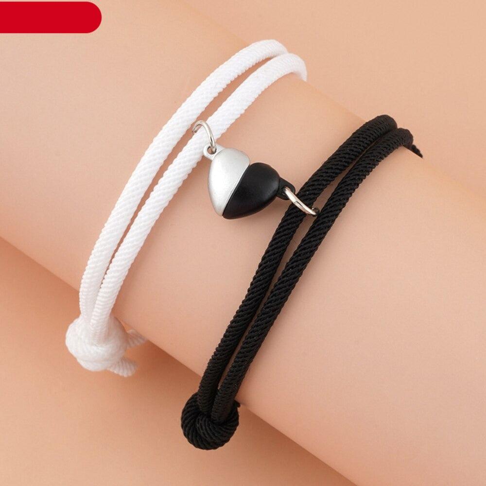 Bracelets de couple magnétiques - Ensemble de bijoux en pendentif cœur
