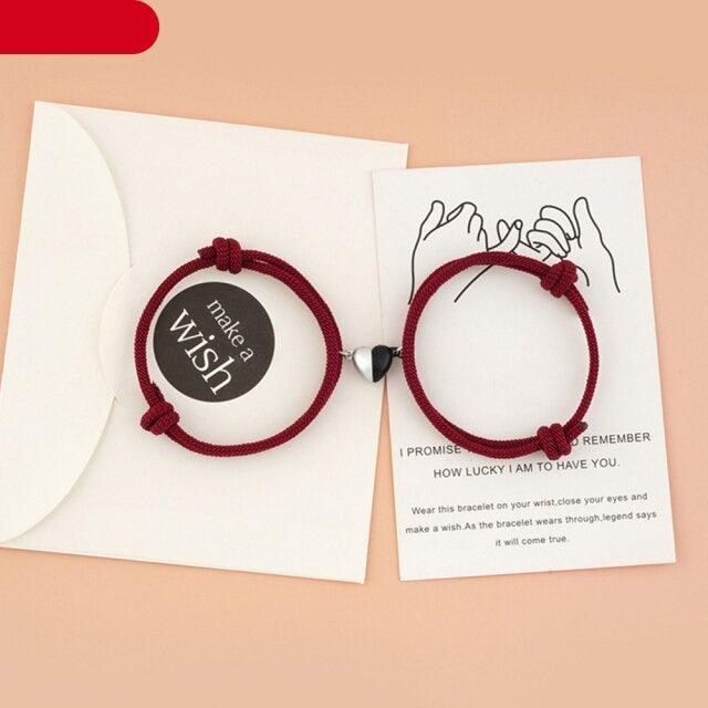 Bracelets de couple magnétiques - Ensemble de bijoux en pendentif cœur