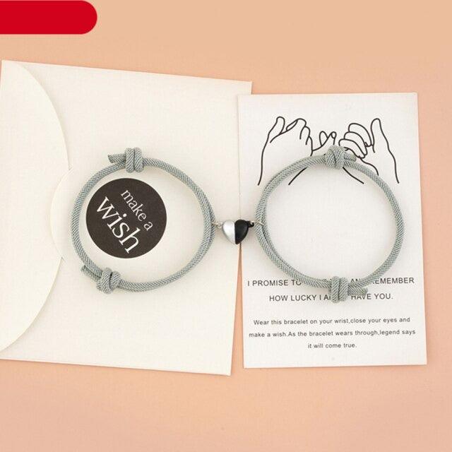 Bracelets de couple magnétiques - Ensemble de bijoux en pendentif cœur