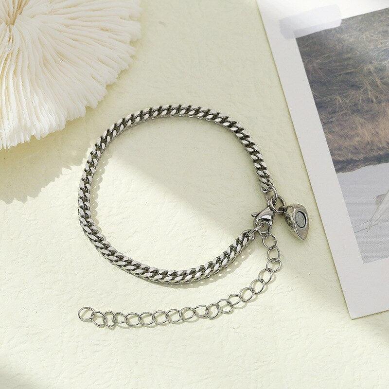 Ensemble de Bracelets Couple Charme Cœur - Design Magnétique en Acier Inoxydable