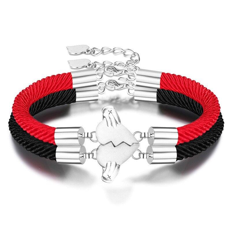 Ensemble de Bracelets Magnétiques pour Couples - Charme de Cœur Ajustable