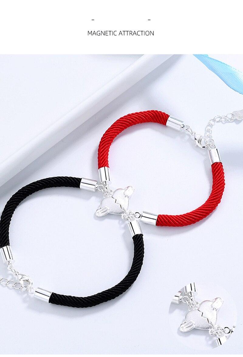 Ensemble de Bracelets Magnétiques pour Couples - Charme de Cœur Ajustable