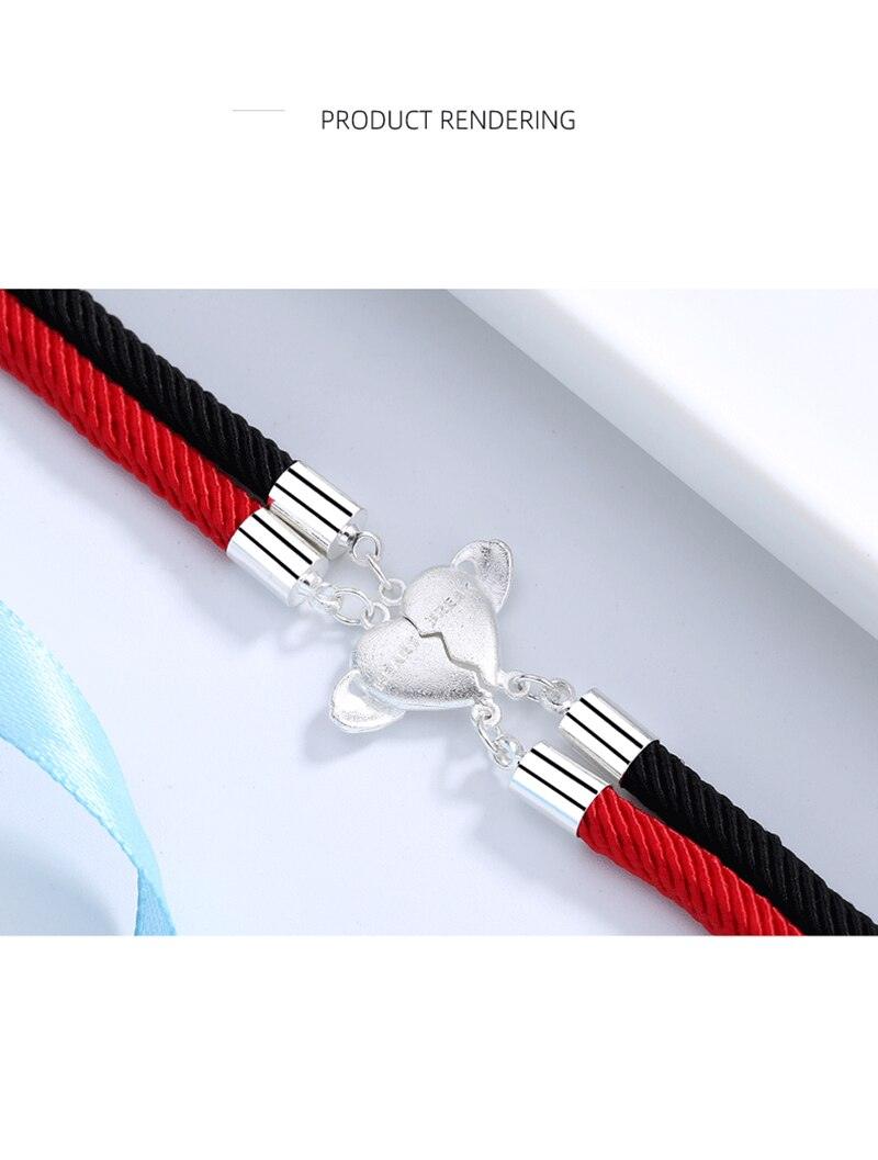 Ensemble de Bracelets Magnétiques pour Couples - Charme de Cœur Ajustable