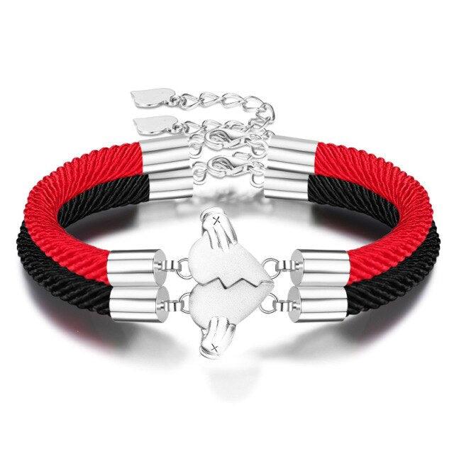 Ensemble de Bracelets Magnétiques pour Couples - Charme de Cœur Ajustable