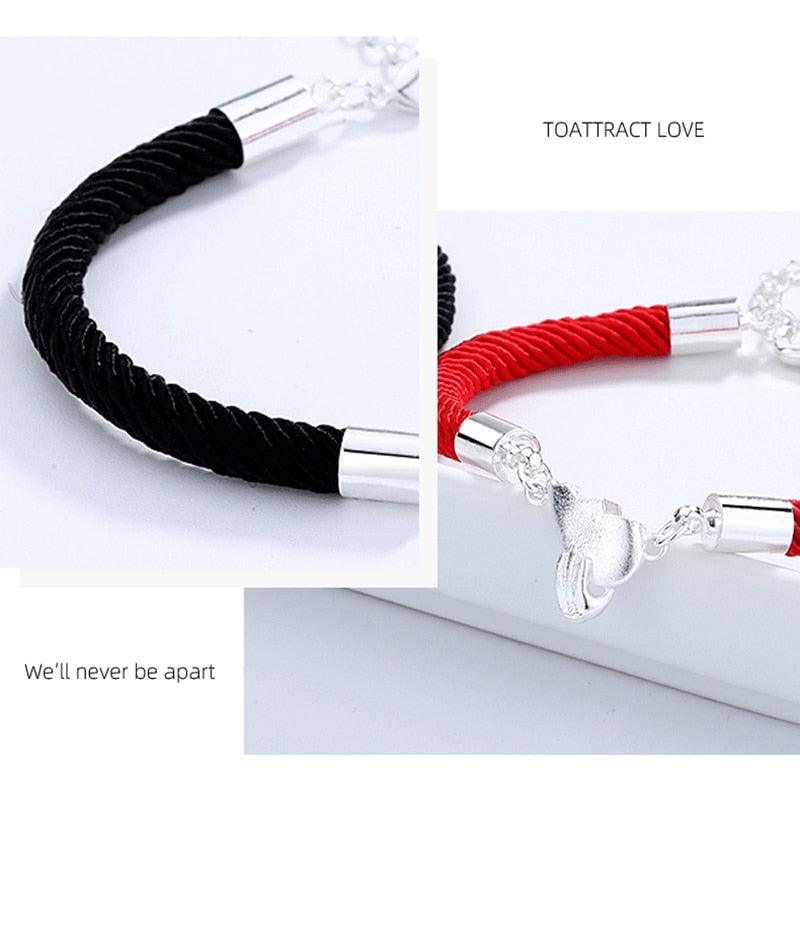 Ensemble de Bracelets Magnétiques pour Couples - Charme de Cœur Ajustable