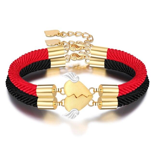Ensemble de Bracelets Magnétiques pour Couples - Charme de Cœur Ajustable