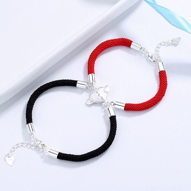 Ensemble de Bracelets Magnétiques pour Couples - Charme de Cœur Ajustable