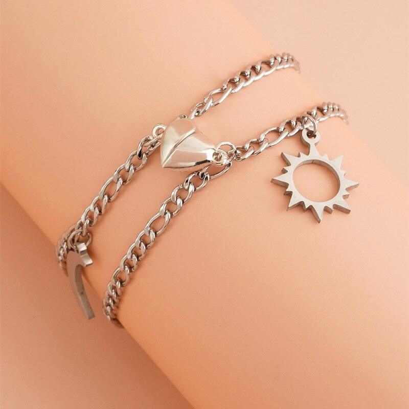 Bracelets en Acier Inoxydable Attraction Magnétique pour Couples