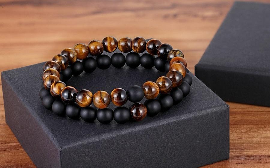 Ensemble de Bracelets de Distance pour Couples - Bracelets en Perles de Pierre Naturelle