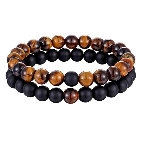 Ensemble de Bracelets de Distance pour Couples - Bracelets en Perles de Pierre Naturelle