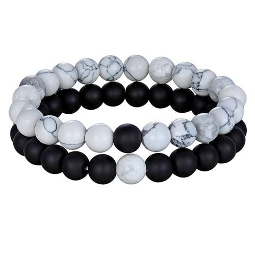 Ensemble de Bracelets de Distance pour Couples - Bracelets en Perles de Pierre Naturelle