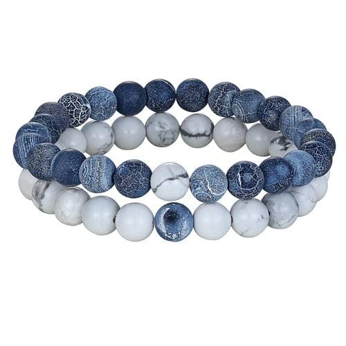 Ensemble de Bracelets de Distance pour Couples - Bracelets en Perles de Pierre Naturelle