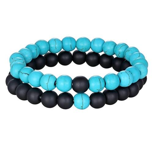 Ensemble de Bracelets de Distance pour Couples - Bracelets en Perles de Pierre Naturelle