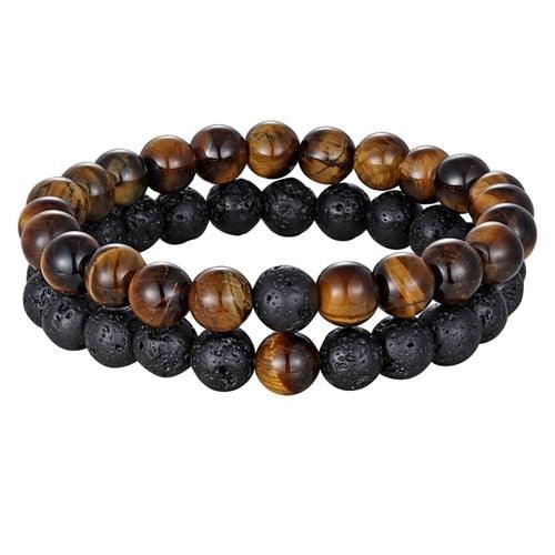 Ensemble de Bracelets de Distance pour Couples - Bracelets en Perles de Pierre Naturelle