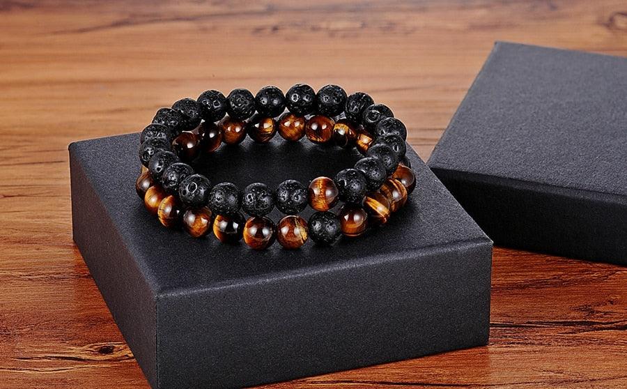 Ensemble de Bracelets de Distance pour Couples - Bracelets en Perles de Pierre Naturelle